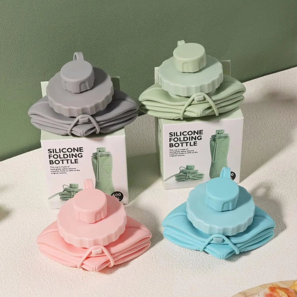 600ml Collapsible Silicone Water Bottle – Compact, Reusable & Travel-Friendly