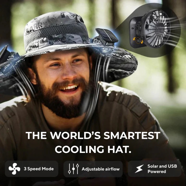 BreezeShade ™ - Solar-Powered Double Fan Sun Hat