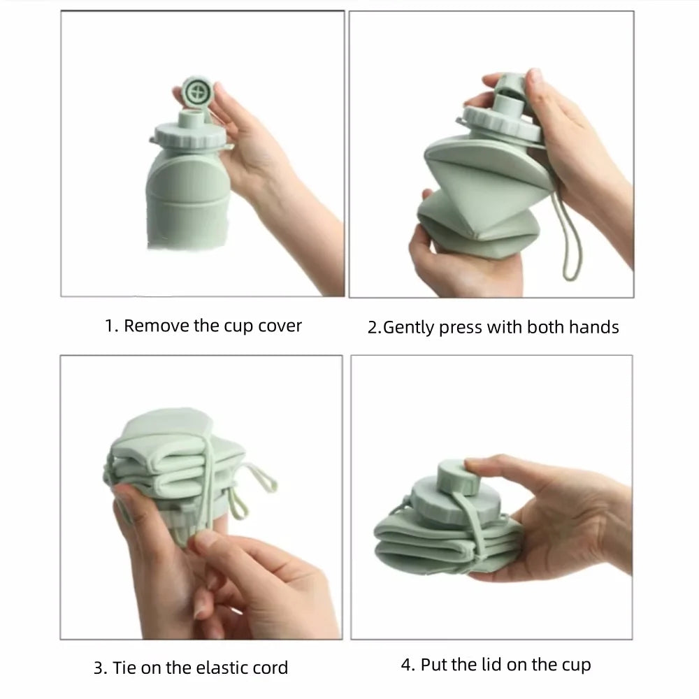 600ml Collapsible Silicone Water Bottle – Compact, Reusable & Travel-Friendly