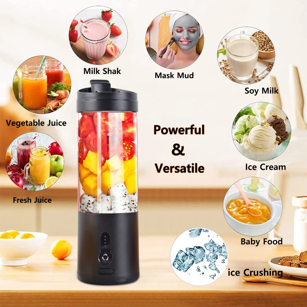 Mini Portable Blender – Rechargeable 530ml Juicer for Smoothies, Ice, and More